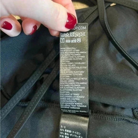 Topshop black mesh open backed one piece swimsuit in size 6 - Picture 5 of 6